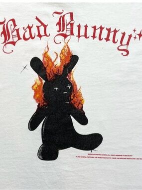 Bad Bunny 2020 YHLQMDLG Flaming Bunny Graphic Tee M